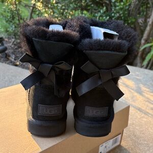 UGG Mini Bailey Bow II Black Genuine Shearling Bootie